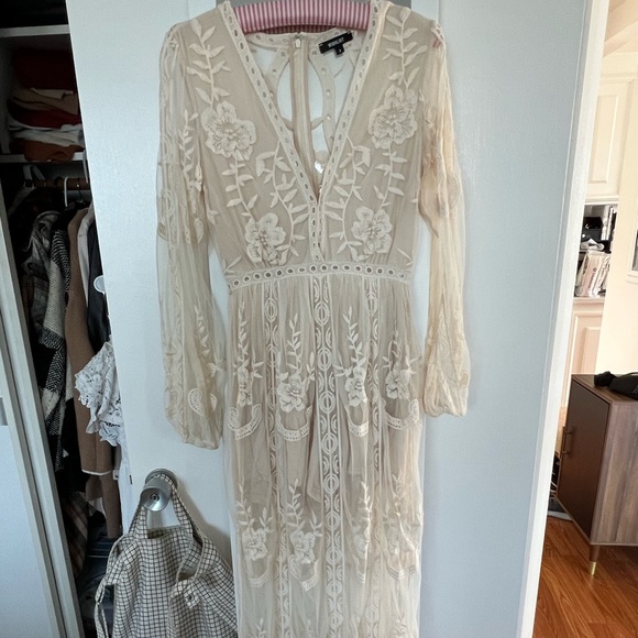 Closet clean out ‼️ beautiful long laced jumpsuit/gown - never worn!! - Picture 1 of 5